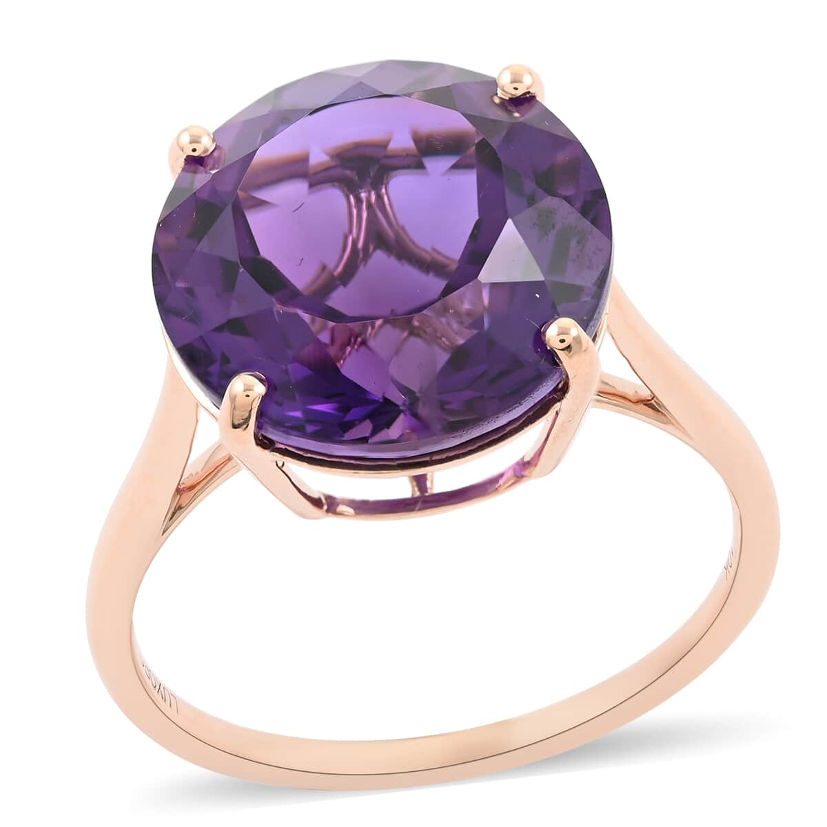 DOORBUSTER LUXORO 10K Rose Gold AAA Lusaka Amethyst Solitaire Ring 9.25 ctw image number 0