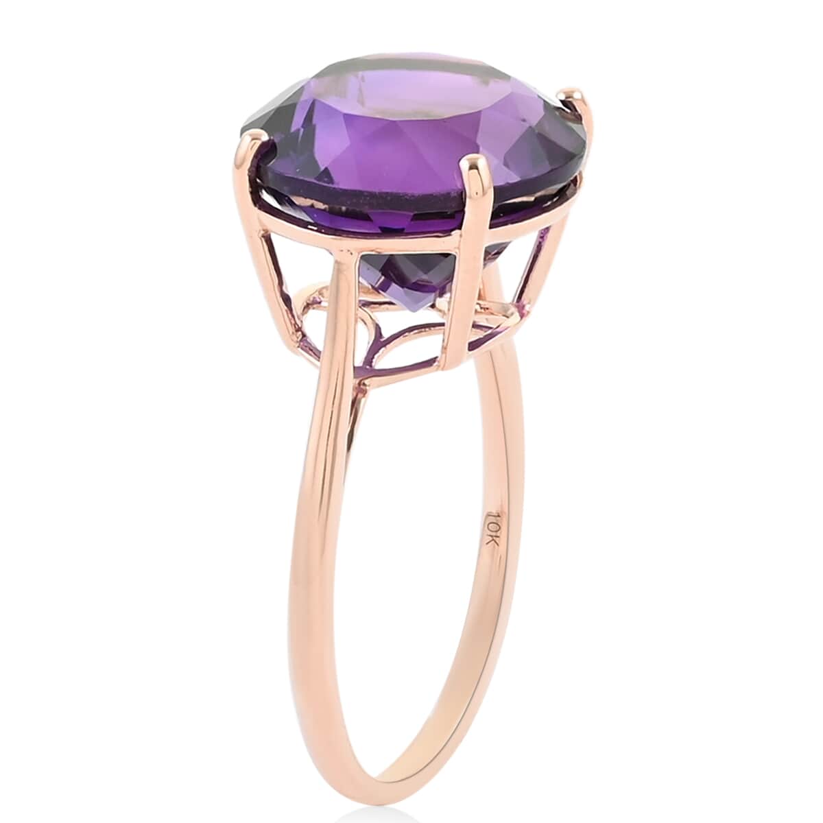 DOORBUSTER LUXORO 10K Rose Gold AAA Lusaka Amethyst Solitaire Ring 9.25 ctw image number 3