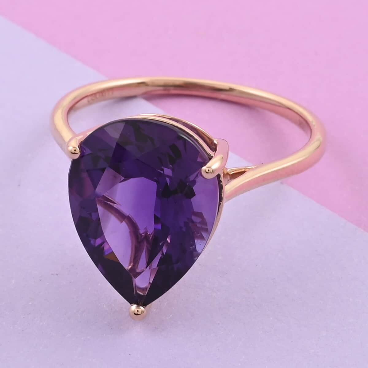 LUXORO 10K Rose Gold AAA Lusaka Amethyst Solitaire Ring (Size 6.0) 7.65 ctw image number 1