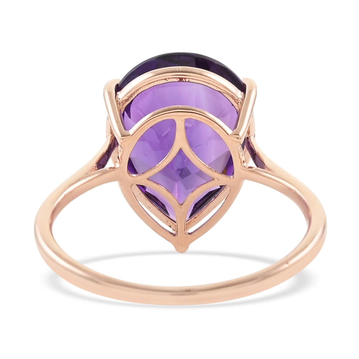 LUXORO 10K Rose Gold AAA Lusaka Amethyst Solitaire Ring (Size 6.0) 7.65 ctw image number 4