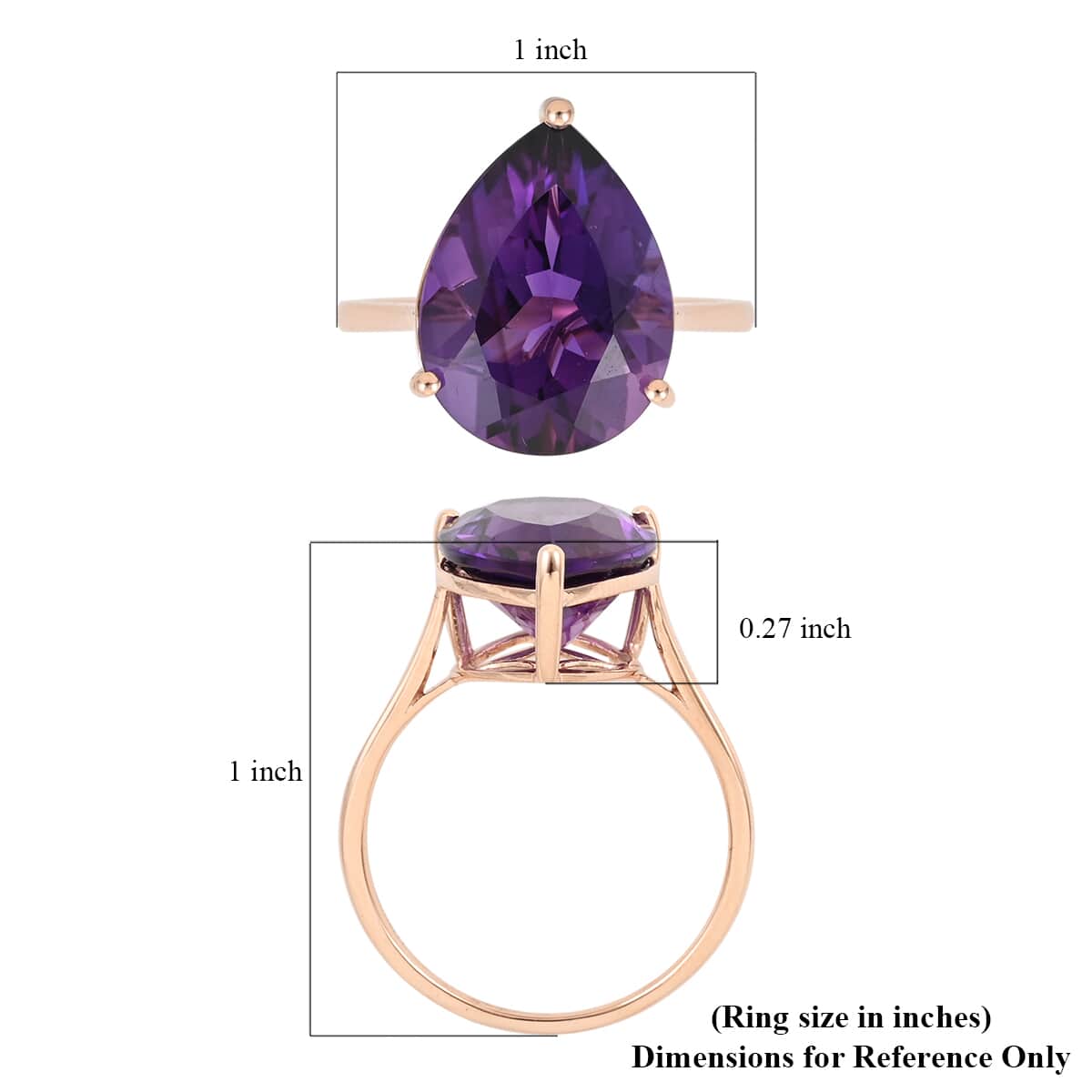 LUXORO 10K Rose Gold AAA Lusaka Amethyst Solitaire Ring (Size 6.0) 7.65 ctw image number 5