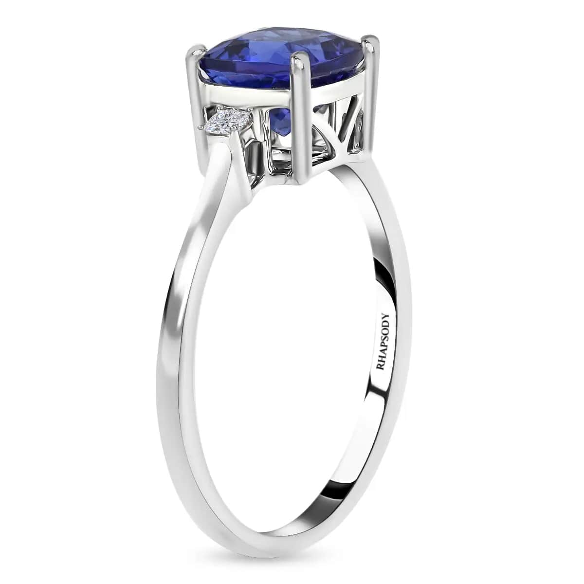 DOORBUSTER RHAPSODY 950 Platinum AAAA Tanzanite and Diamond E-F VS Solitaire Ring 4.20 Grams 2.15 ctw image number 3