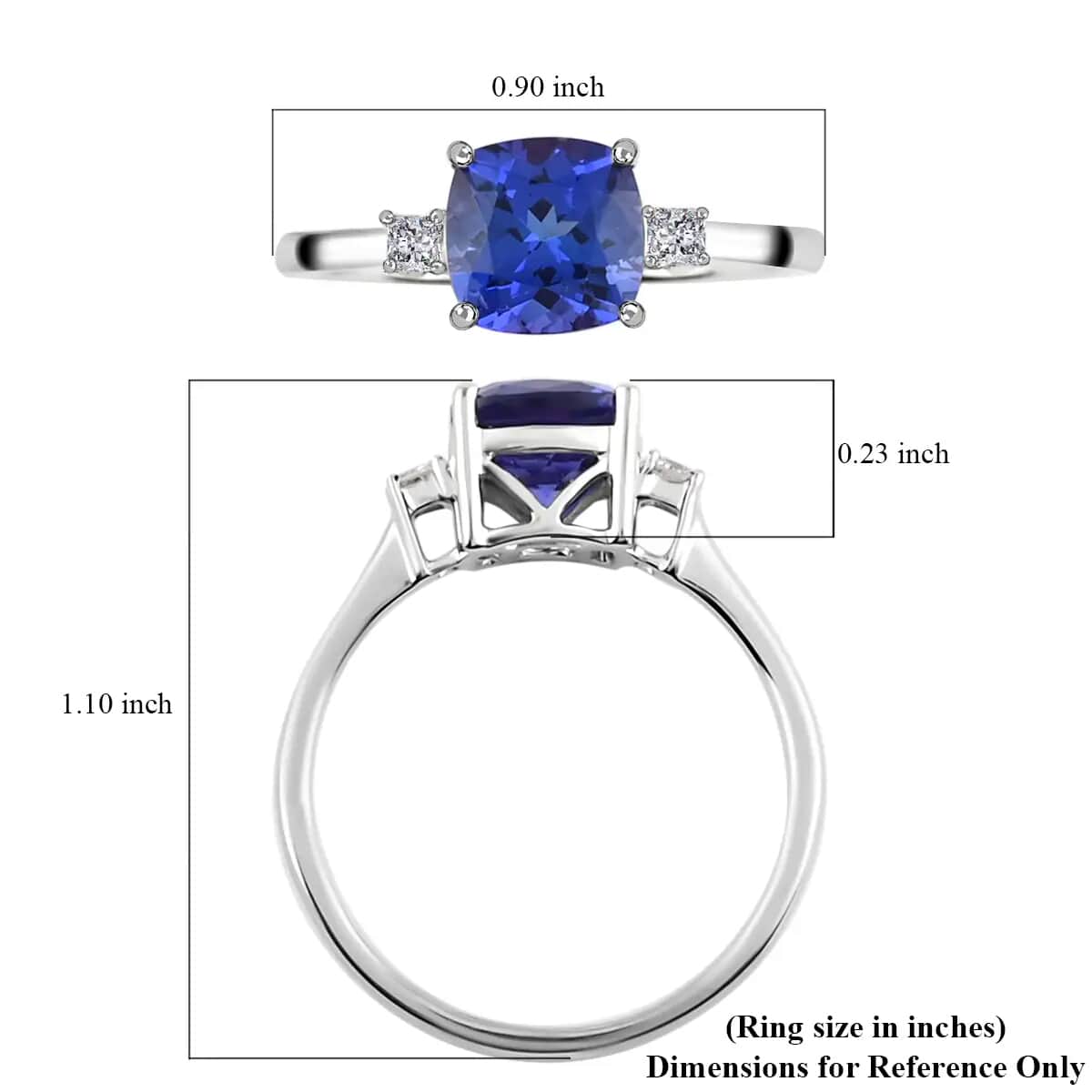 DOORBUSTER RHAPSODY 950 Platinum AAAA Tanzanite and Diamond E-F VS Solitaire Ring 4.20 Grams 2.15 ctw image number 5