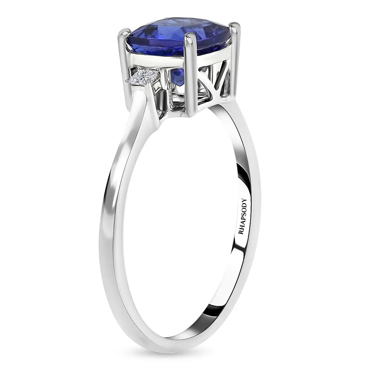 Rhapsody 950 Platinum AAAA Tanzanite and E-F VS Diamond Solitaire Ring (Size 8.0) 4.20 Grams 2.15 ctw
