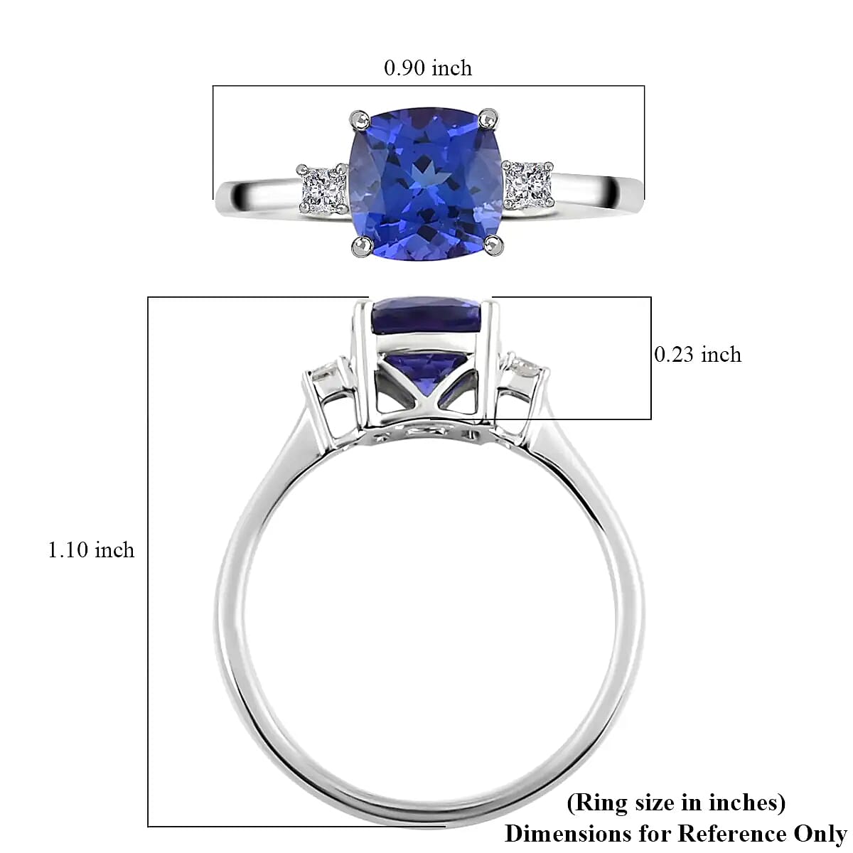 Rhapsody 950 Platinum AAAA Tanzanite and E-F VS Diamond Solitaire Ring (Size 8.0) 4.20 Grams 2.15 ctw