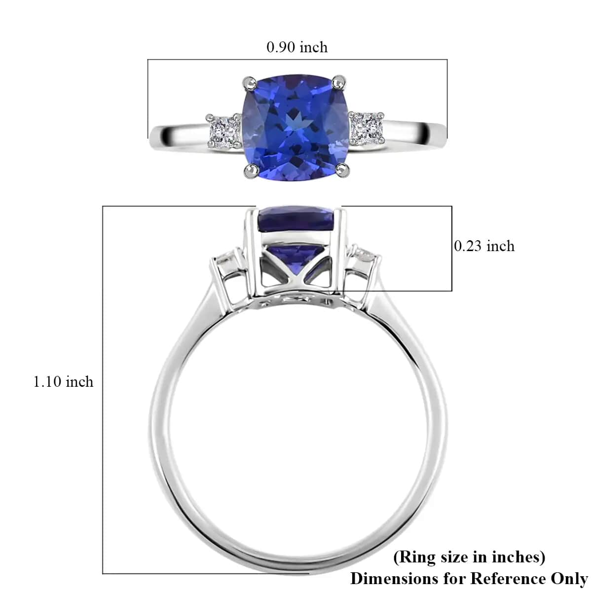 Rhapsody 950 Platinum AAAA Tanzanite and E-F VS Diamond Solitaire Ring (Size 8.0) 4.20 Grams 2.15 ctw image number 5