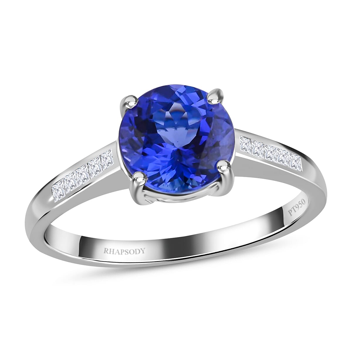 RHAPSODY 950 Platinum AAAA Tanzanite, Diamond (E-F, VS) (0.25 cts) Ring (4.65 g) 3.00 ctw image number 0