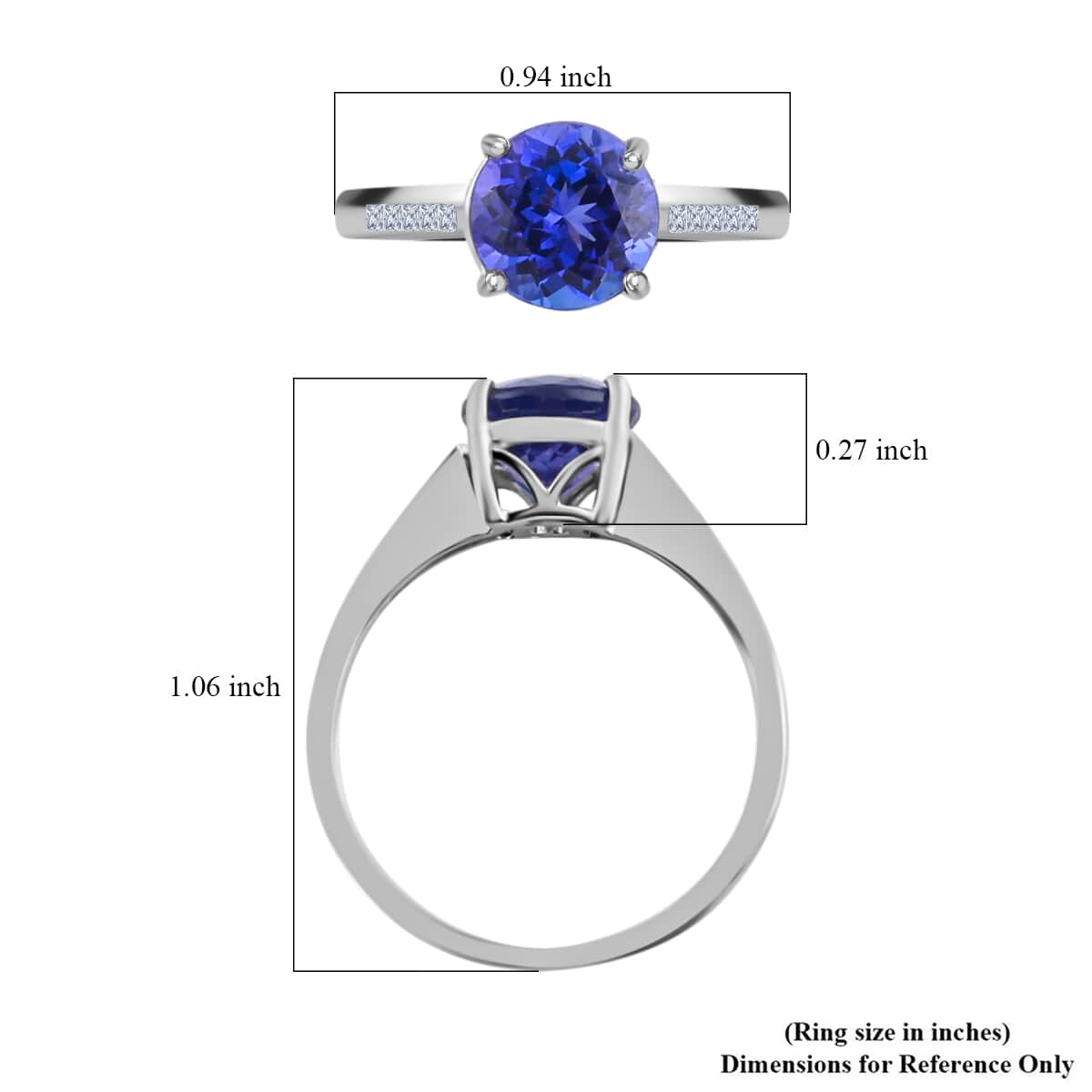 RHAPSODY 950 Platinum AAAA Tanzanite and E-F VS Diamond Ring (Size 7.0) 4.65 Grams 3.00 ctw image number 4