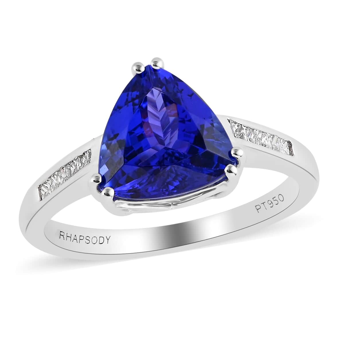 RHAPSODY 950 Platinum AAAA Tanzanite and E-F VS Diamond Ring (Size 9.0) 5.40 Grams 3.10 ctw image number 0