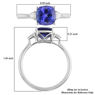 Rhapsody 950 Platinum AAAA Tanzanite, Diamond (E-F, VS) (0.20 cts) Ring (Size 10.0) (4.25 g) 3.00 ctw