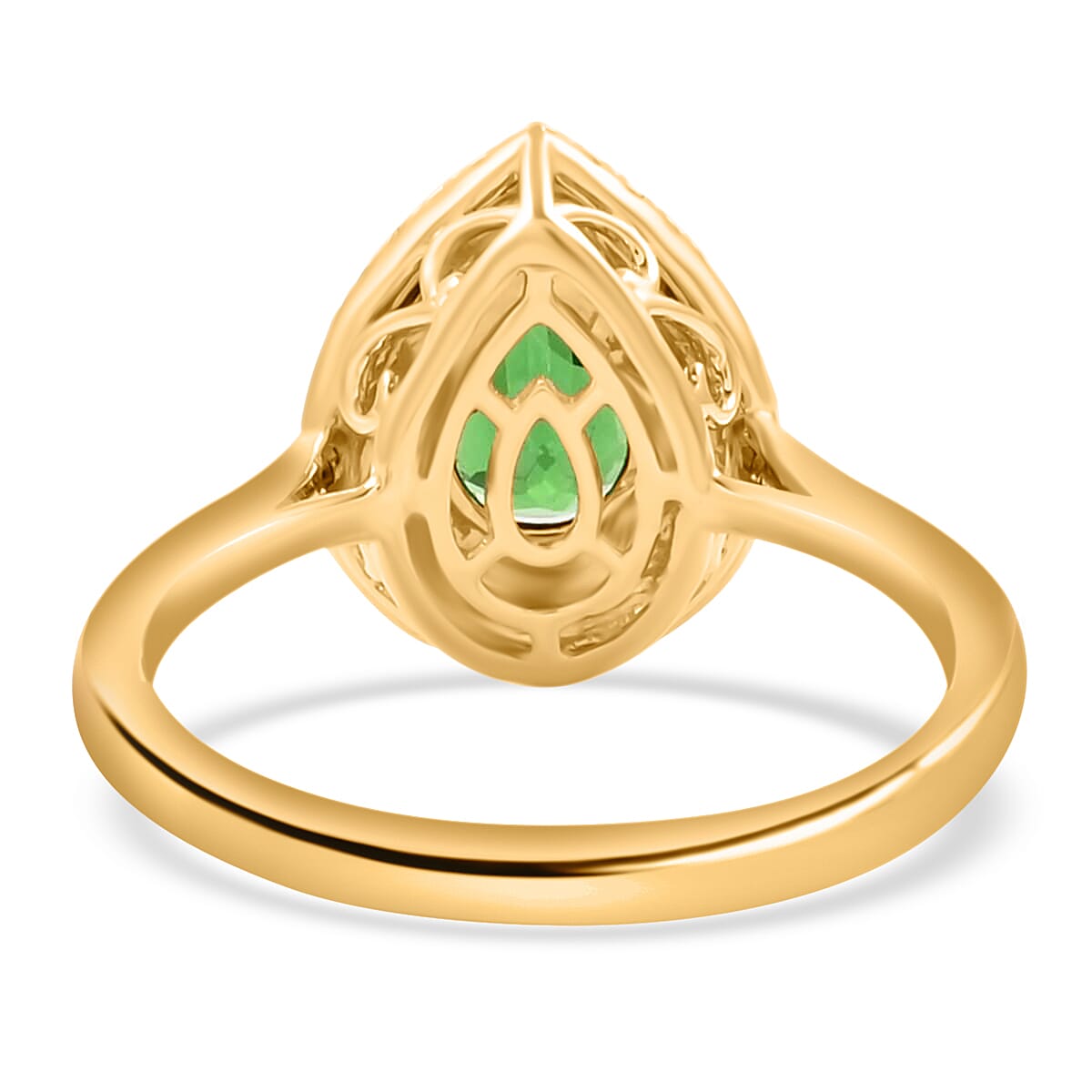 Iliana 18K Yellow Gold AAA Tsavorite Garnet and G-H SI Diamond Double Halo Ring (Size 10.0) 1.00 ctw