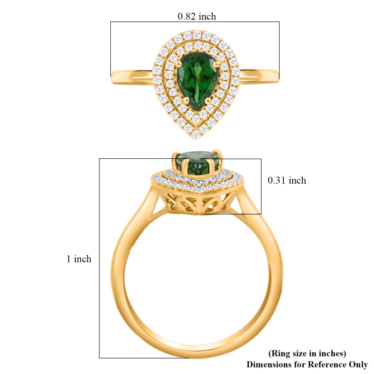 ILIANA 18K Yellow Gold AAA Tsavorite Garnet and Diamond G-H SI Double Halo Ring 3.54 Grams 1.00 ctw image number 5