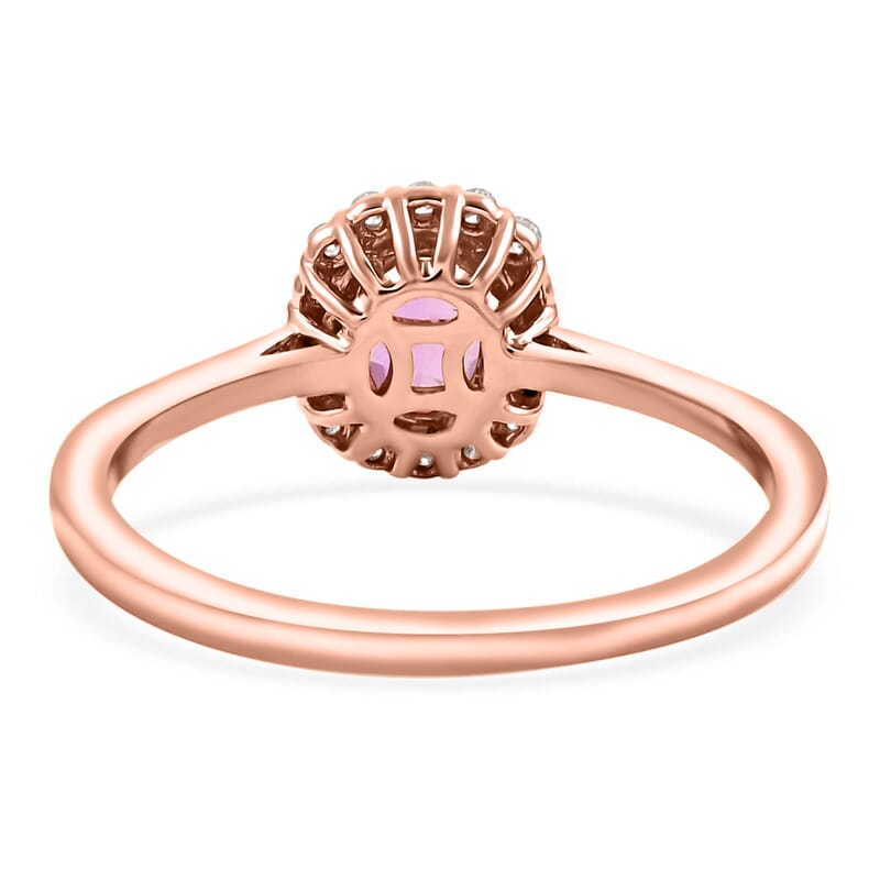 Iliana AAA Madagascar Pink Sapphire and G-H SI Diamond 1.20 ctw Halo Ring, 18K Rose Gold Ring, Diamond Accent Ring, Wedding Ring For Her, Gold Gifts (Size 10.0)