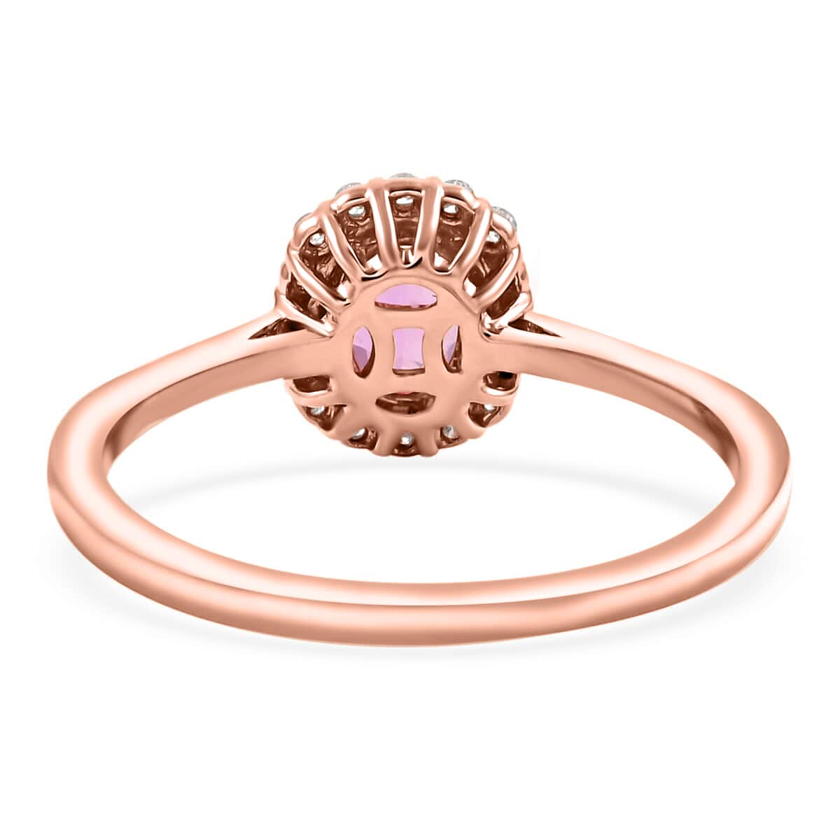 ILIANA 18K Rose Gold AAA Madagascar Pink Sapphire and G-H SI Diamond Halo Ring 2.90 Grams 1.20 ctw image number 4