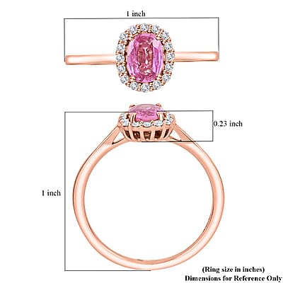 Iliana AAA Madagascar Pink Sapphire and G-H SI Diamond 1.20 ctw Halo Ring, 18K Rose Gold Ring, Diamond Accent Ring, Wedding Ring For Her, Gold Gifts (Size 10.0)