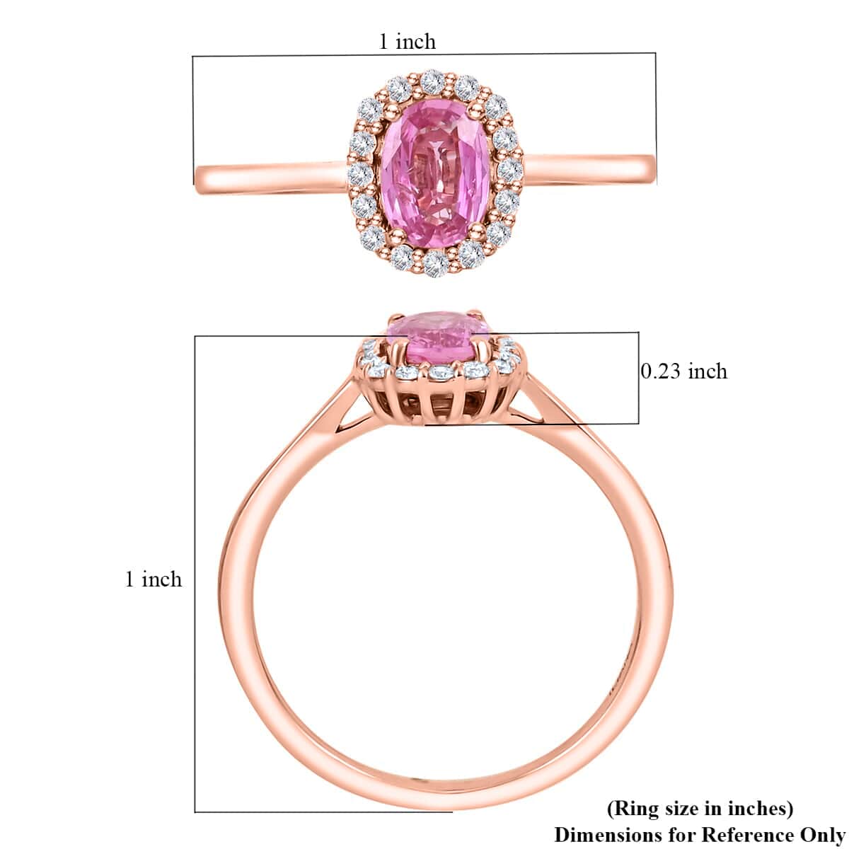 Iliana AAA Madagascar Pink Sapphire and G-H SI Diamond 1.20 ctw Halo Ring, 18K Rose Gold Ring, Diamond Accent Ring, Wedding Ring For Her, Gold Gifts (Size 6.0) image number 5