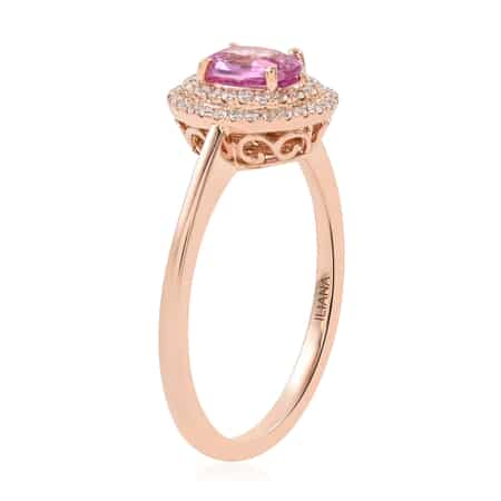 Certified Iliana 18K Rose Gold AAA Madagascar Pink Sapphire and G-H SI Diamond Double Halo Ring (Size 10.0) 1.25 ctw image number 3