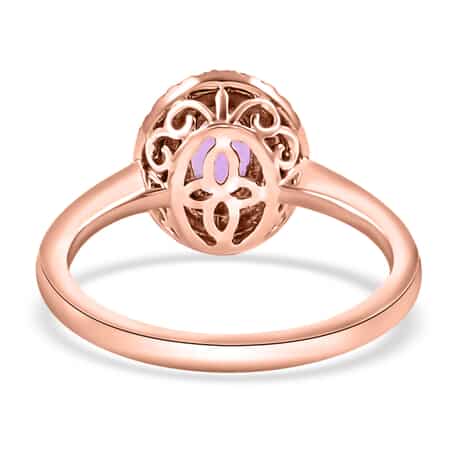 Iliana 18K Rose Gold AAA Purple Sapphire and G-H SI Diamond Double Halo Ring (Size 8.0) 1.00 ctw image number 4