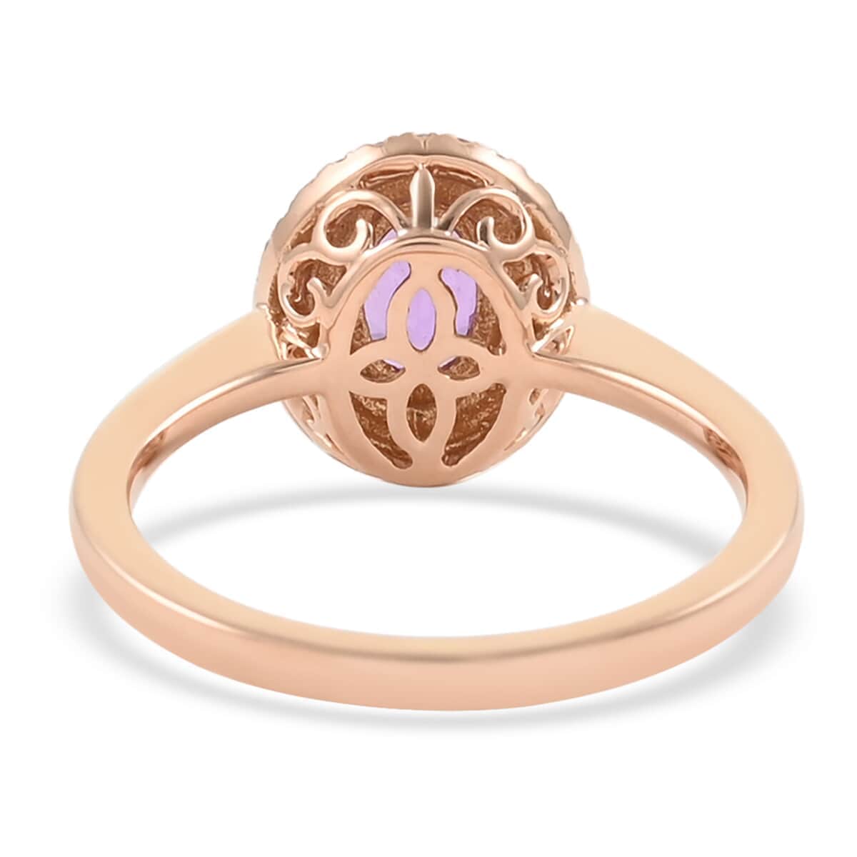 Iliana 18K Rose Gold AAA Purple Sapphire and G-H SI Diamond Double Halo Ring (Size 8.0) 1.00 ctw image number 4