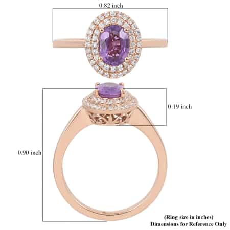 Iliana 18K Rose Gold AAA Purple Sapphire and G-H SI Diamond Double Halo Ring (Size 8.0) 1.00 ctw image number 5