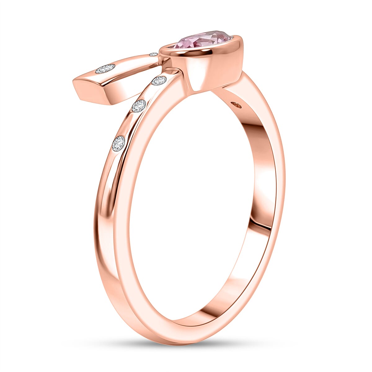 Moissanite 0.45 ctw Ring in Vermeil RG Sterling Silver (Size 6.5)