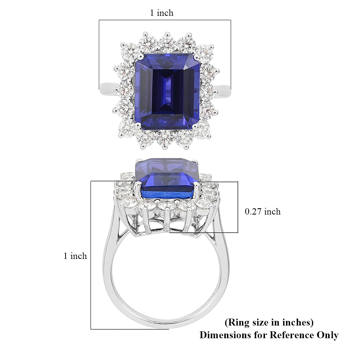 DOORBUSTER RHAPSODY 950 Platinum AAAA Tanzanite and Diamond E-F VS Halo Ring 9 Grams 10.90 ctw image number 5