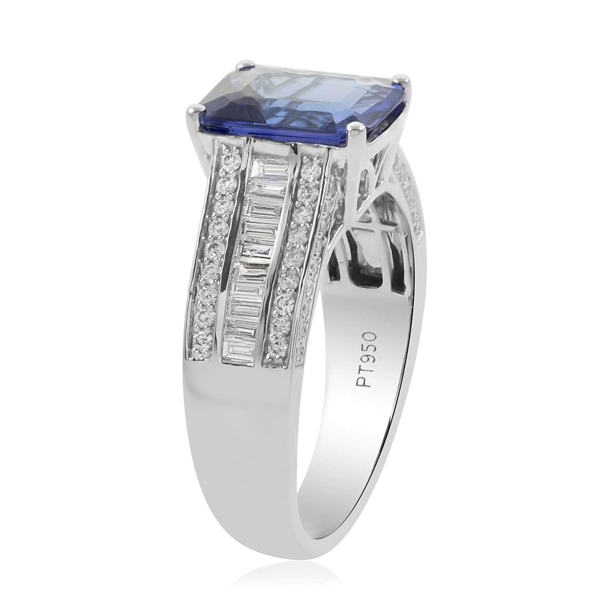 RHAPSODY 950 Platinum AAAA Tanzanite and E-F VS Diamond Ring (Size 7.0) 9.65 Grams 6.00 ctw image number 3