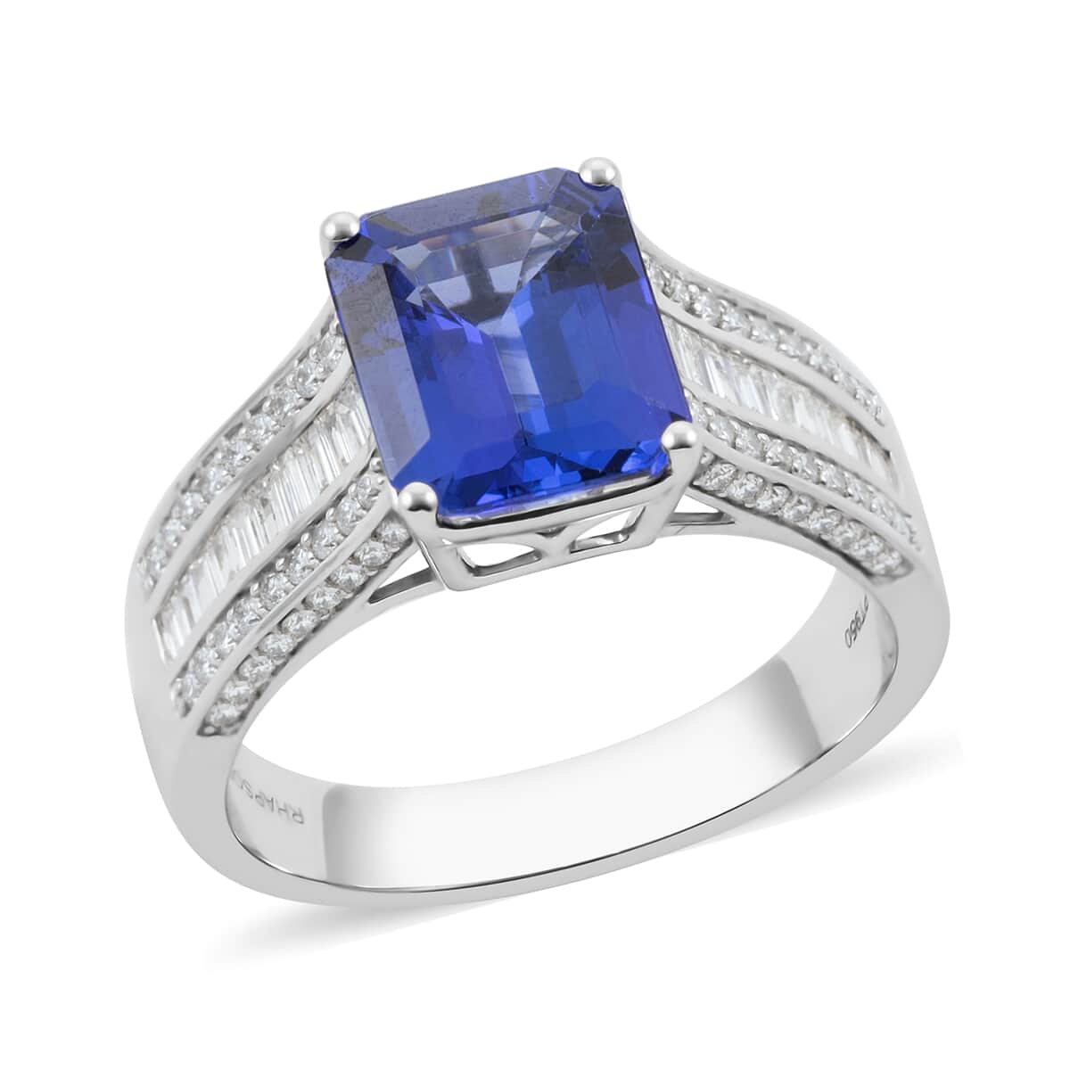 RHAPSODY 950 Platinum AAAA Tanzanite and E-F VS Diamond Ring (Size 9.0) 9.65 Grams 6.00 ctw image number 0