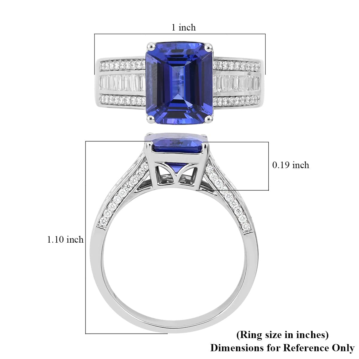 RHAPSODY 950 Platinum AAAA Tanzanite and E-F VS Diamond Ring (Size 9.0) 9.65 Grams 6.00 ctw image number 5
