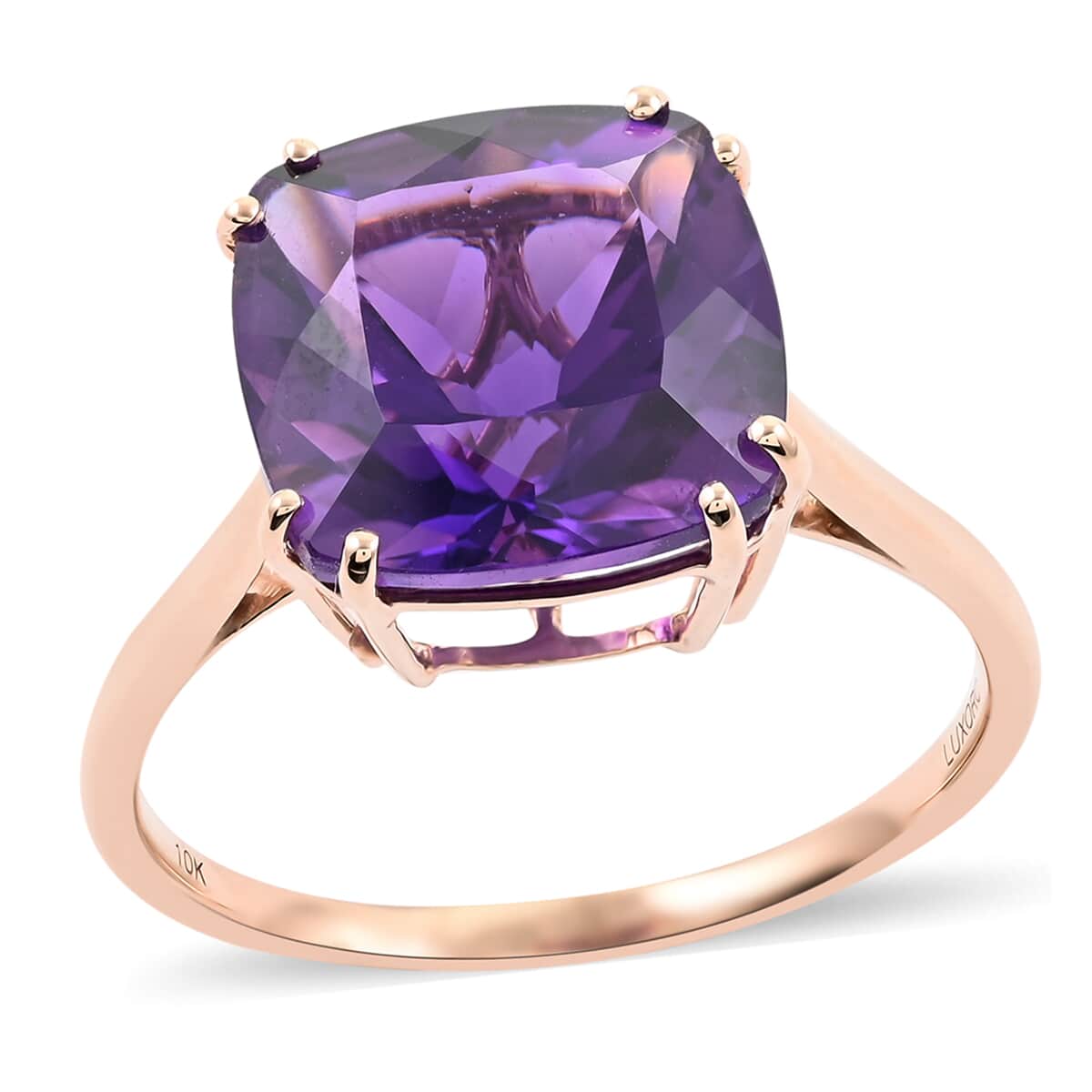 LUXORO 10K Rose Gold AAA Lusaka Amethyst Solitaire Ring (Size 7.0) 7.00 ctw image number 0