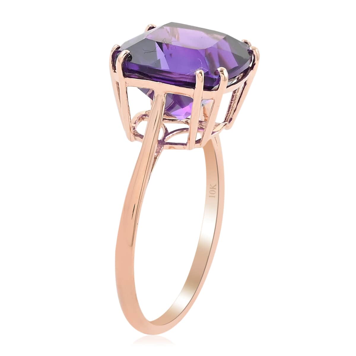 LUXORO 10K Rose Gold AAA Lusaka Amethyst Solitaire Ring (Size 7.0) 7.00 ctw image number 3
