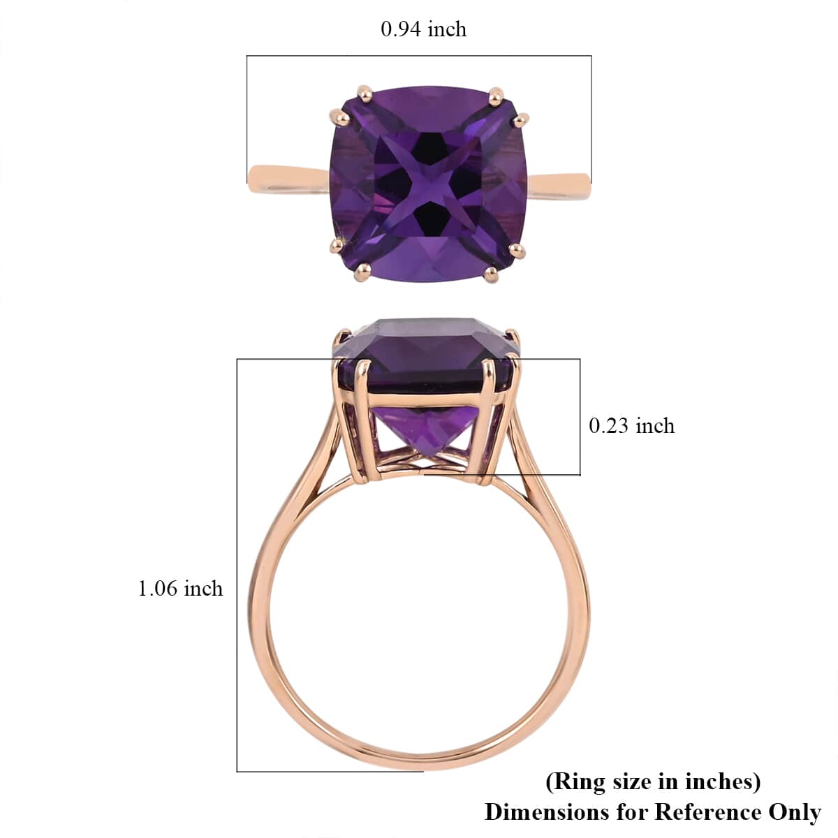 LUXORO 10K Rose Gold AAA Lusaka Amethyst Solitaire Ring (Size 7.0) 7.00 ctw image number 5