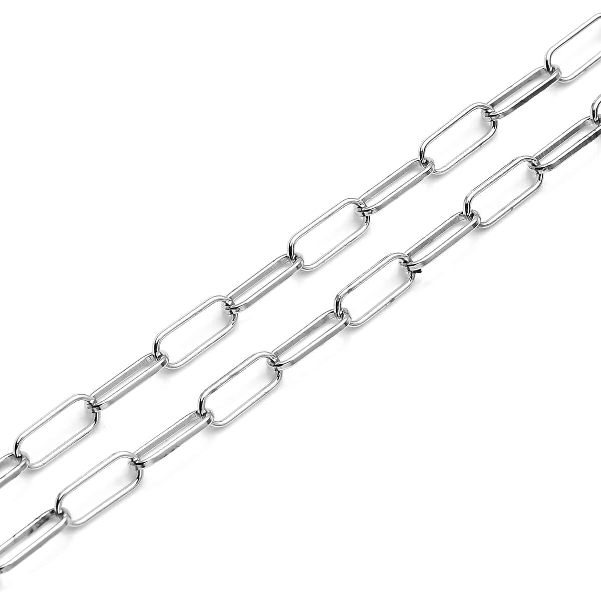Simulated Diamond Paper Clip Chain Necklace 18 Inches in Rhodium Over Sterling Silver 9.10 Grams 0.80 ctw image number 5