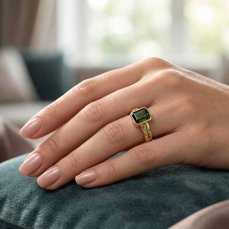 Chrome Diopside 1.90 ctw Ring in 14K YG Over Sterling Silver (Size 5.5)