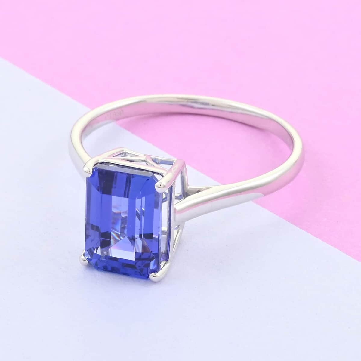 Rhapsody 950 Platinum AAAA Tanzanite Solitaire Ring (Size 10.0) 4.50 Grams 4.25 ctw image number 1