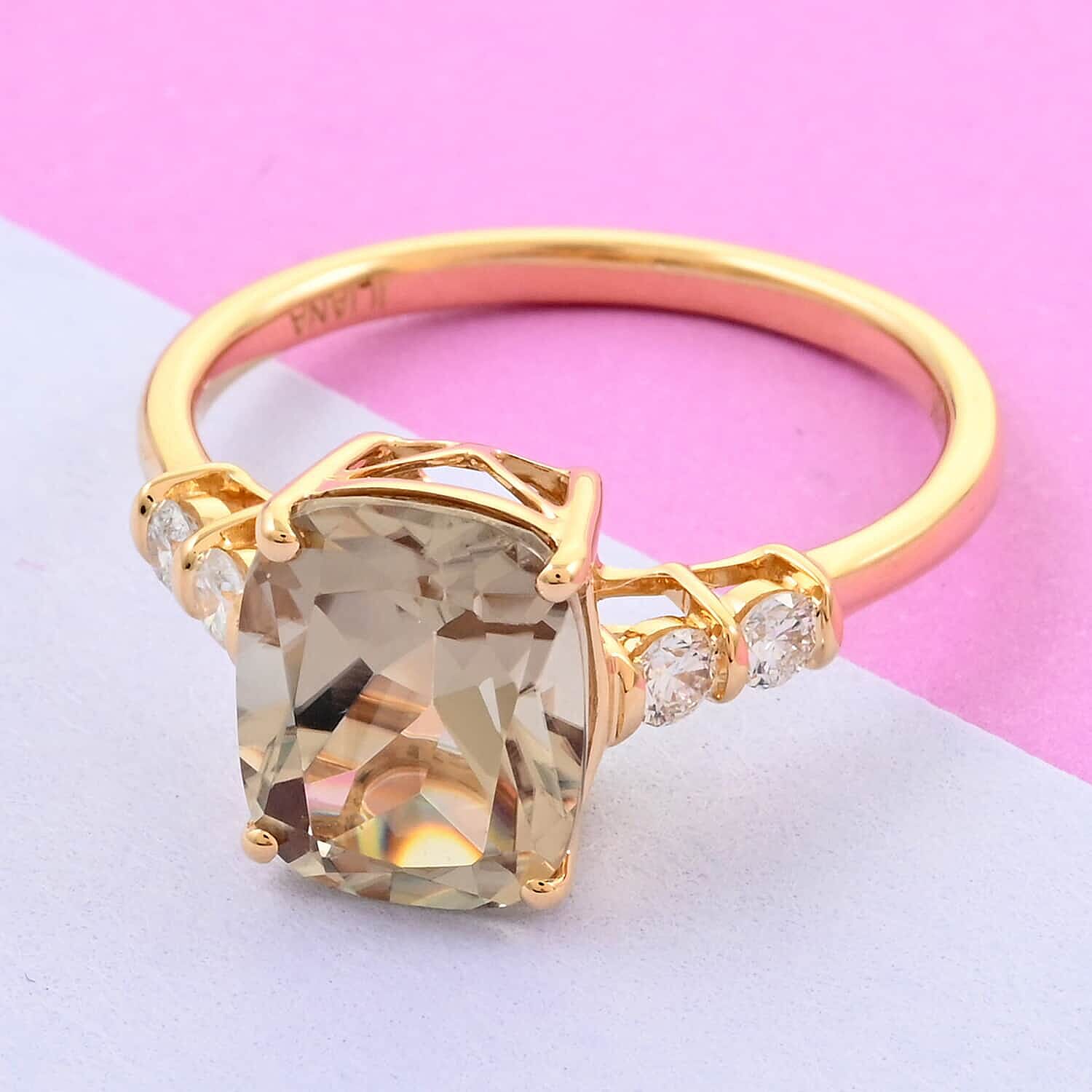 Iliana 18K Yellow Gold AAA Turkizite and G-H SI Diamond Ring (Size 10.0) 3.70 ctw