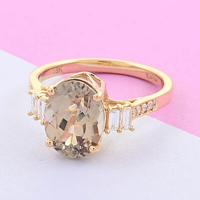 Iliana 18K Yellow Gold AAA Turkizite and G-H SI Diamond Ring (Size 8.0) 3.75 ctw