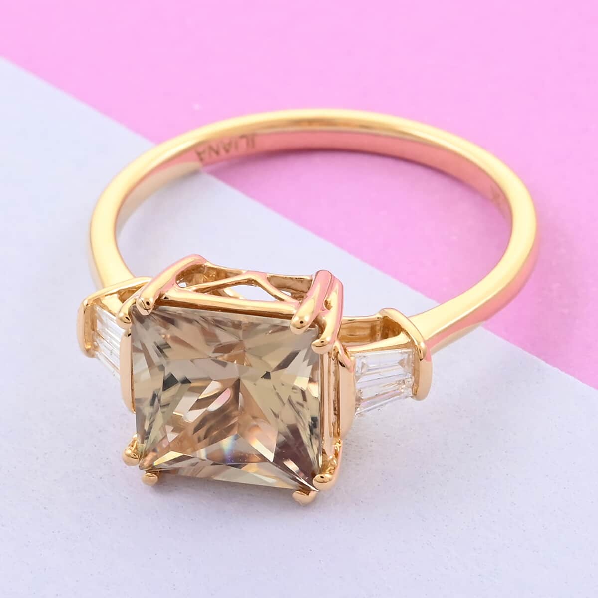 ILIANA 18K Yellow Gold AAA Turkizite and G-H SI Diamond Ring (Size 6.0) 3.50 Grams 3.25 ctw image number 1