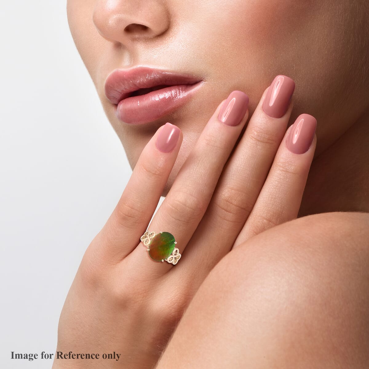 Certified Luxoro AAA Canadian Ammolite 5.60 ctw Solitaire Ring in 10K Yellow Gold (Size 8.0) image number 2