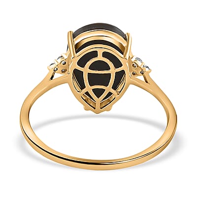 Certified & Appraised Luxoro 10K Yellow Gold AAA Canadian Ammolite and G-H SI Diamond Ring (Size 10.0) 3.70 ctw