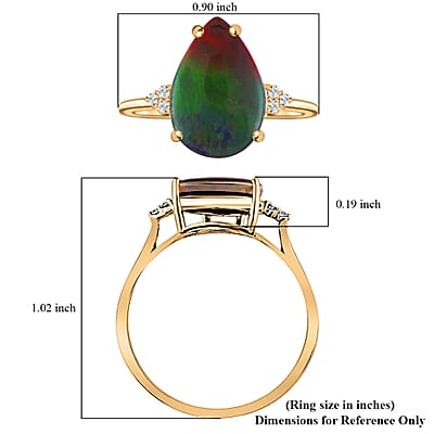 Certified & Appraised Luxoro 10K Yellow Gold AAA Canadian Ammolite and G-H SI Diamond Ring (Size 10.0) 3.70 ctw