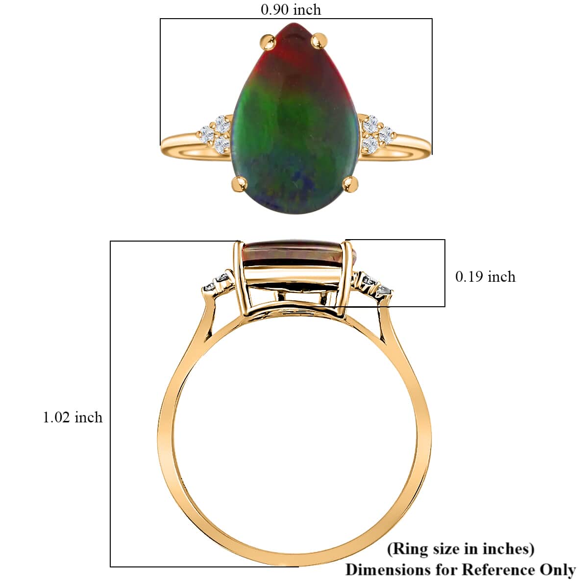 Certified & Appraised Luxoro 10K Yellow Gold AAA Canadian Ammolite and G-H SI Diamond Ring (Size 6.0) 3.70 ctw image number 5