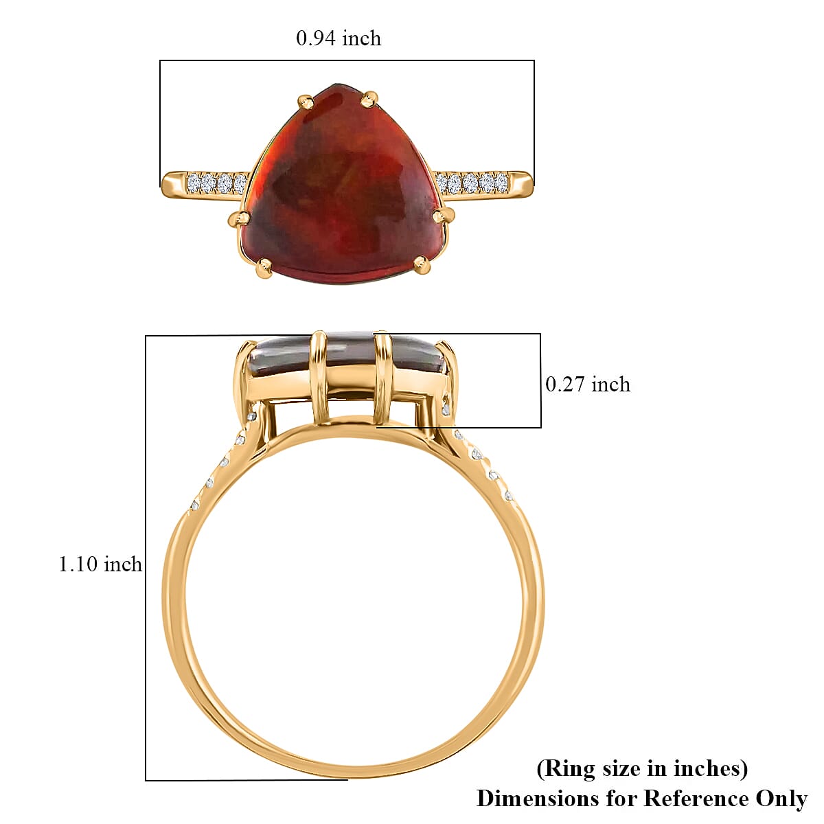 Certified & Appraised Luxoro 10K Yellow Gold AAA Canadian Ammolite and G-H I2 Diamond Ring (Size 6.0) 0.10 ctw image number 5