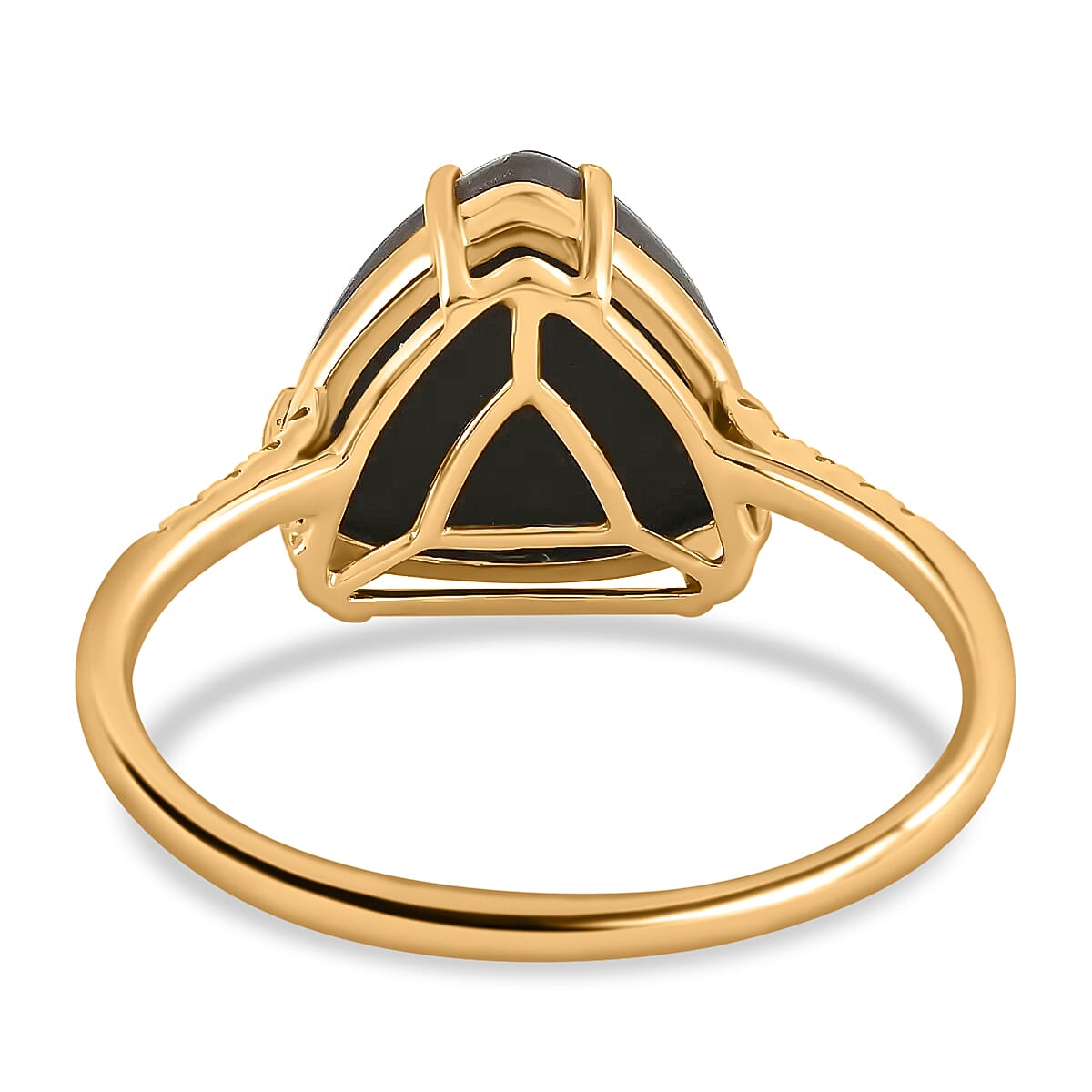 Luxoro 10K Yellow Gold AAA Canadian Ammolite and G-H I2 Diamond Ring (Size 7.0) 0.10 ctw image number 4