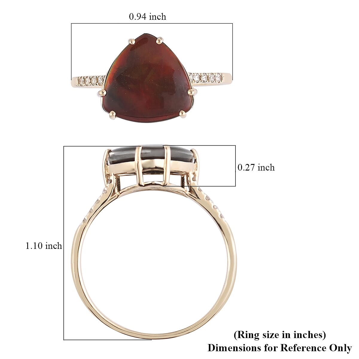 Certified & Appraised Luxoro 10K Yellow Gold AAA Canadian Ammolite and G-H I2 Diamond Ring (Size 9.0) 0.10 ctw image number 5