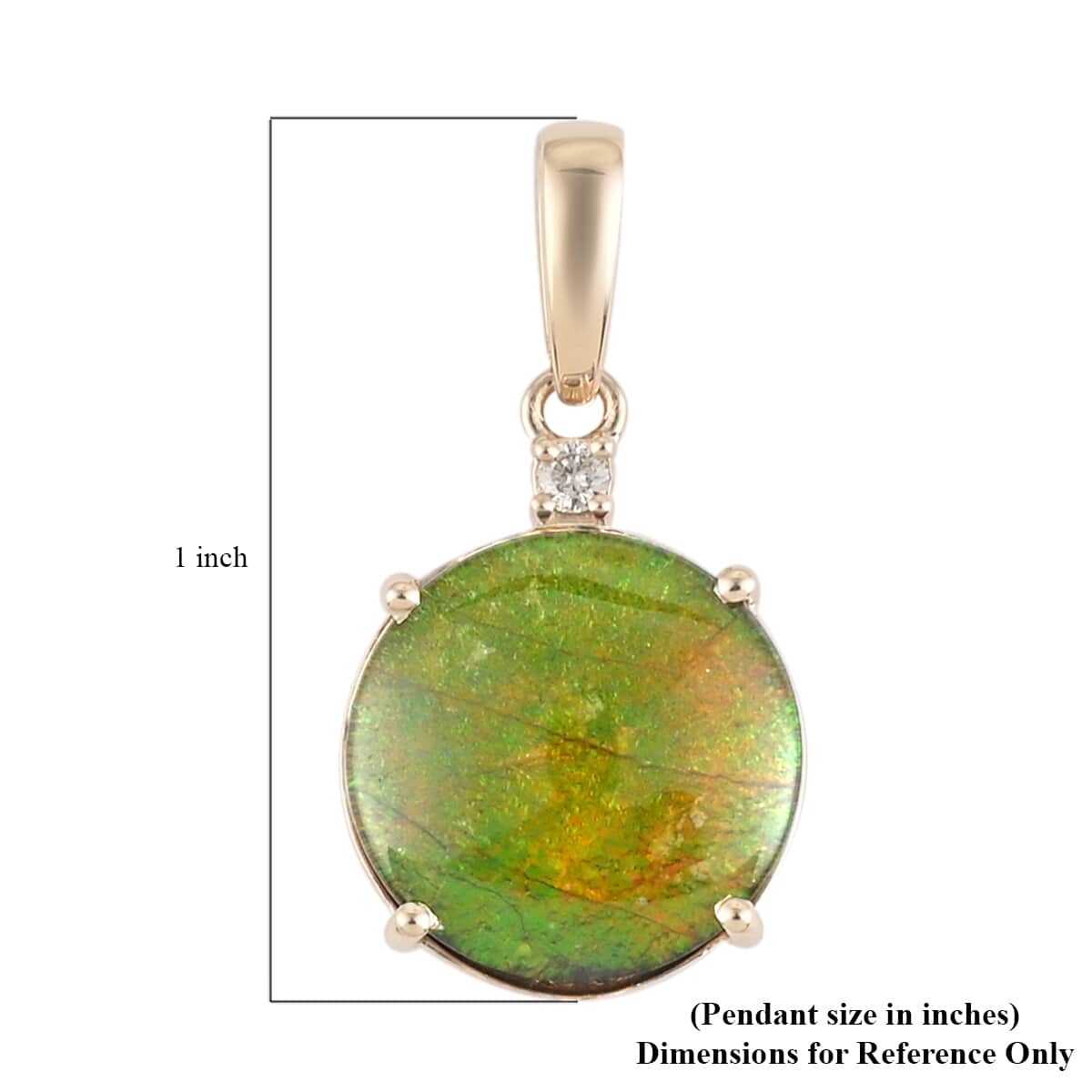 Luxoro 10K Yellow Gold AAA Canadian Ammolite and G-H I2 Diamond Solitaire Pendant image number 3