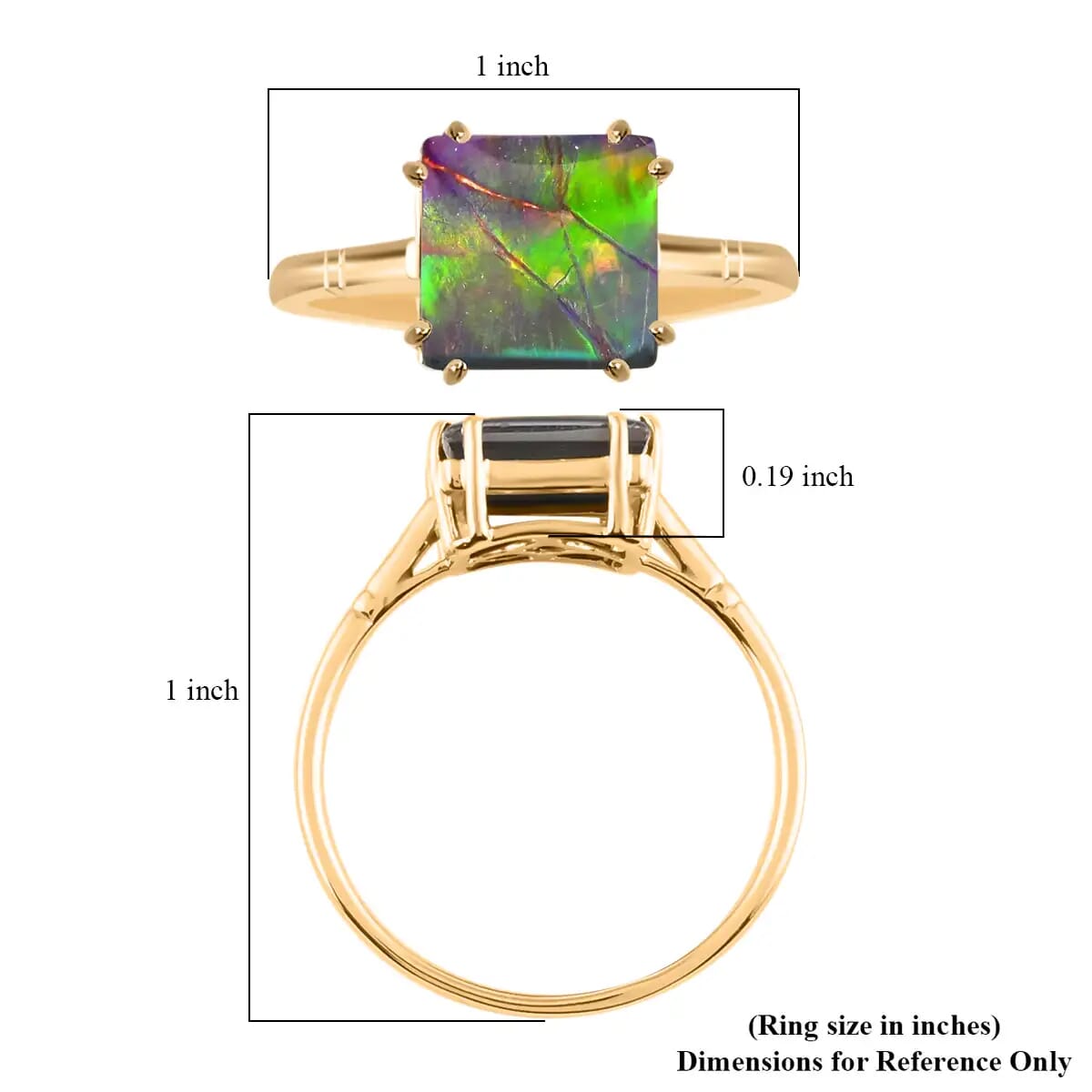 Luxoro AAA Canadian Ammolite Solitaire Ring | Certified Ammolite Ring | 10K Yellow Gold Ring | Gold Solitaire Ring | Wedding Ring image number 6