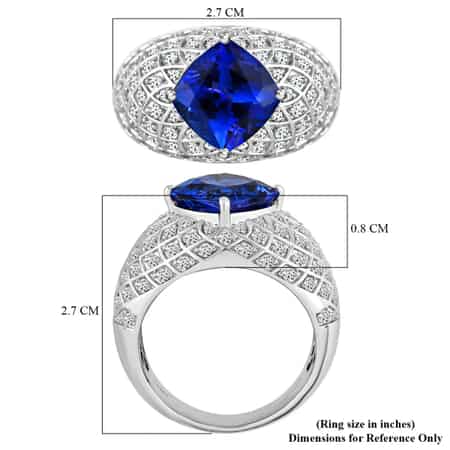 Rhapsody 950 Platinum AAAA Tanzanite, Diamond Ring,Cocktail Ring For Women 6.40 ctw image number 5