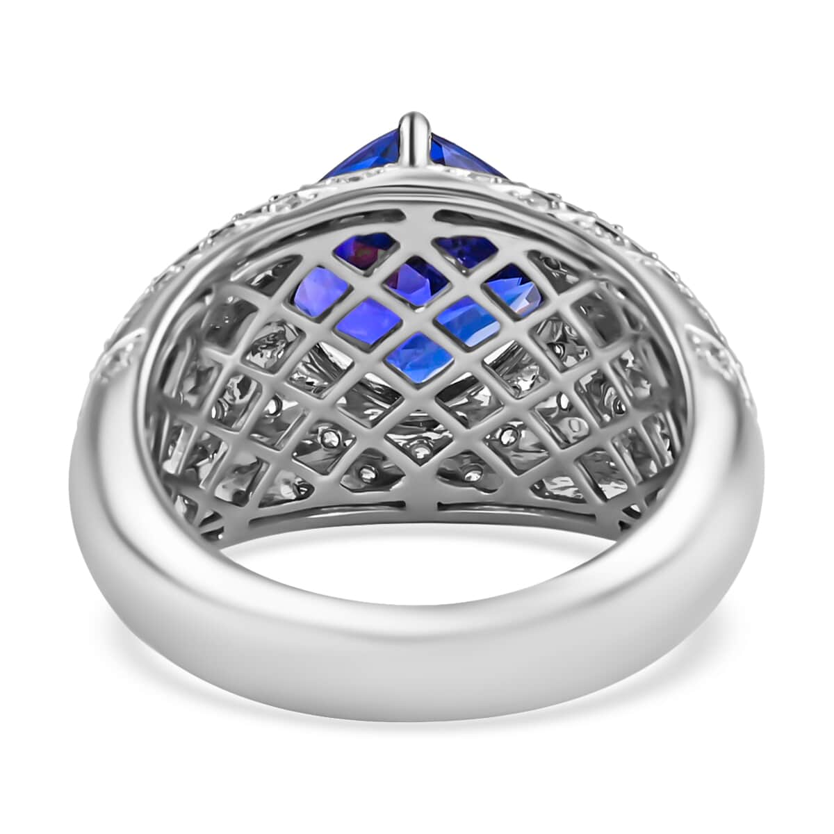 Rhapsody 950 Platinum AAAA Tanzanite and E-F VS Diamond Halo Ring (Size 10.0) 8.65 Grams 4.50 ctw image number 4