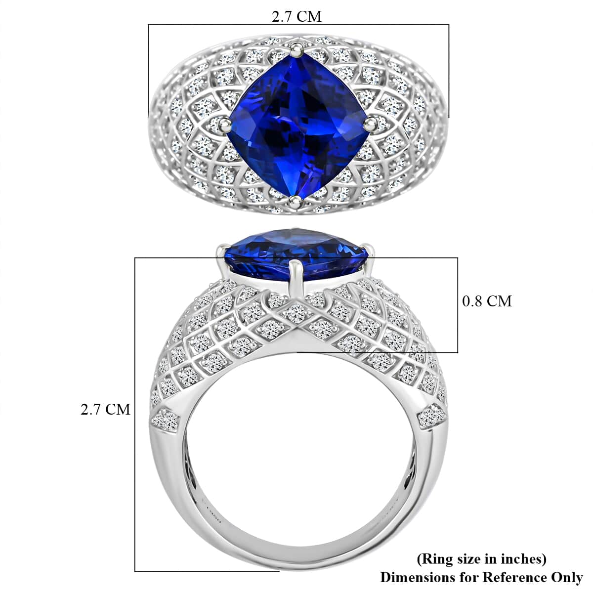 RHAPSODY 950 Platinum AAAA Tanzanite and Diamond E-F VS Halo Ring 8.65 Grams 4.50 ctw image number 5